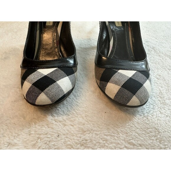 Burberry Nova Check Leather Pumps Heels 3” Size 7.5 US 38 EUR Black ***Flaws*** - Picture 10 of 16